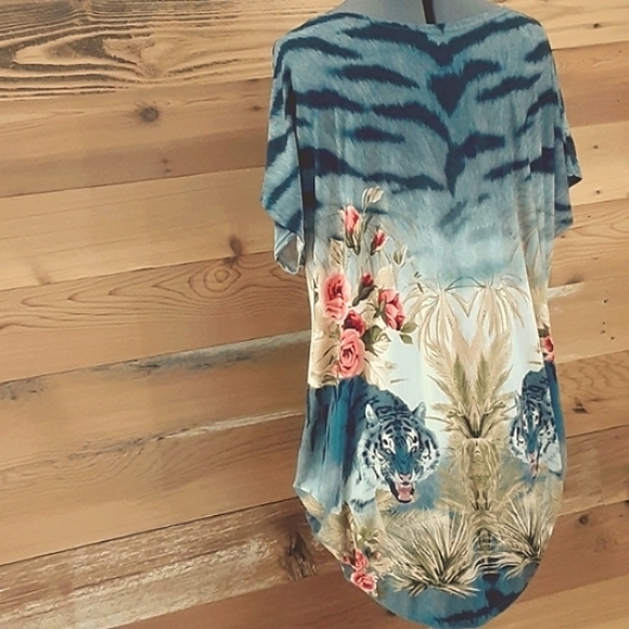 SOLD Lovely draped TIGER OUNISA tunic drop shoulder ruched sides XL/XXL LkNew - Picture 4 of 9